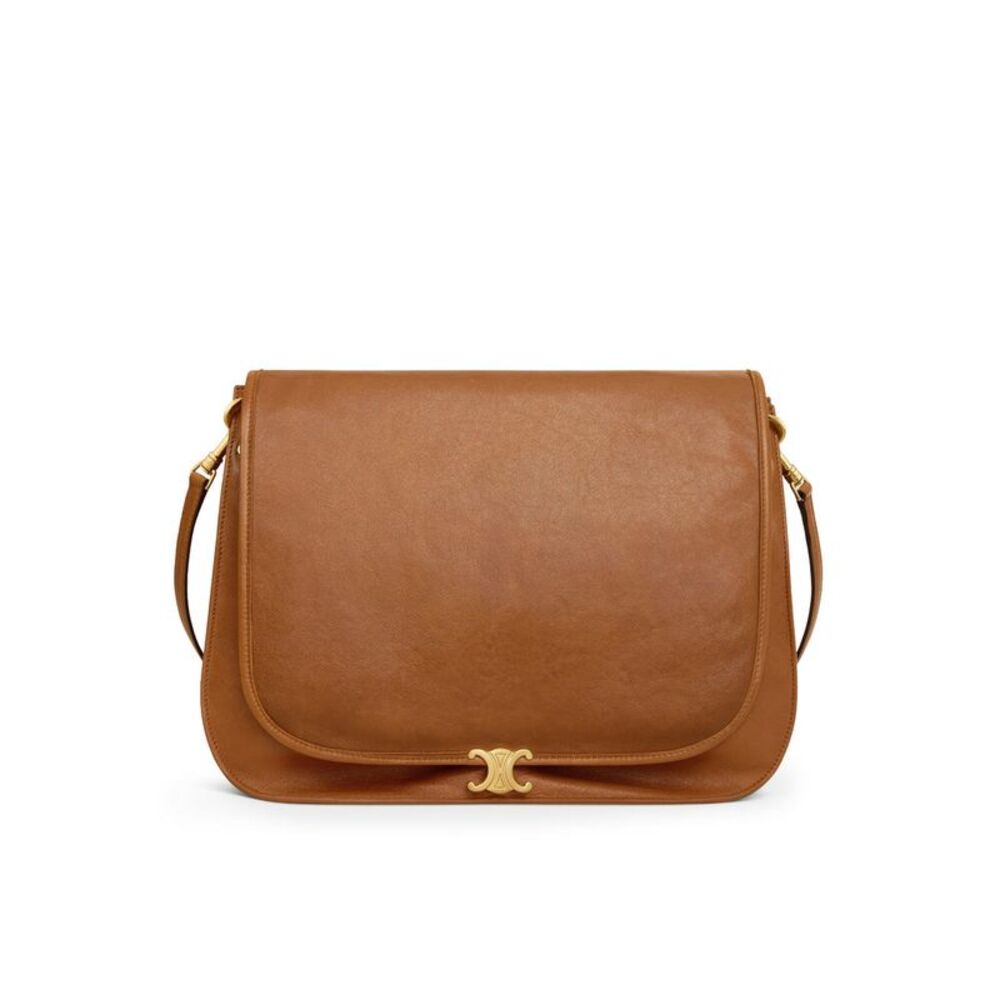 Celine Women Triomphe Soft Saddlebag In Soft Polished Calfskin